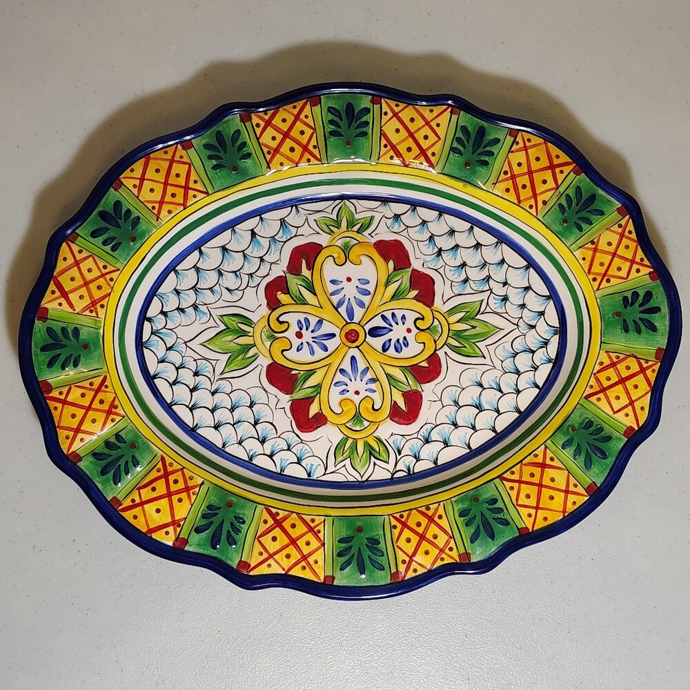 Tabletops Gallery Benito Serving Platter Oval Talavera Spanish Tuscan Decor Tile